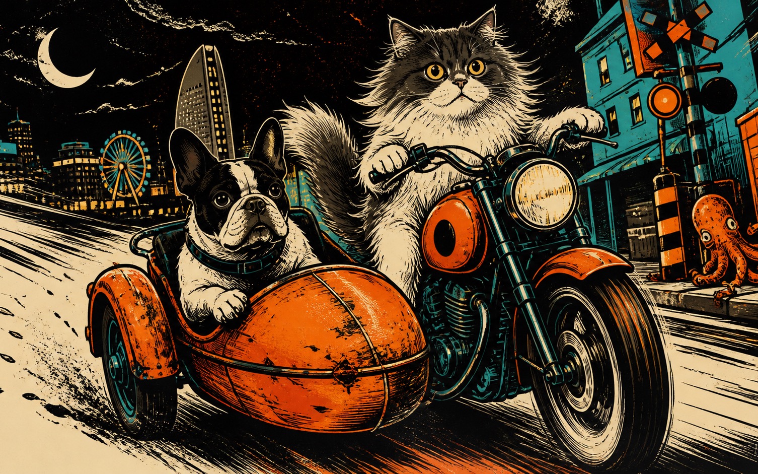 RAM & DASH — NIGHT RIDE、夜の横浜を走る犬と猫のコミックサイト